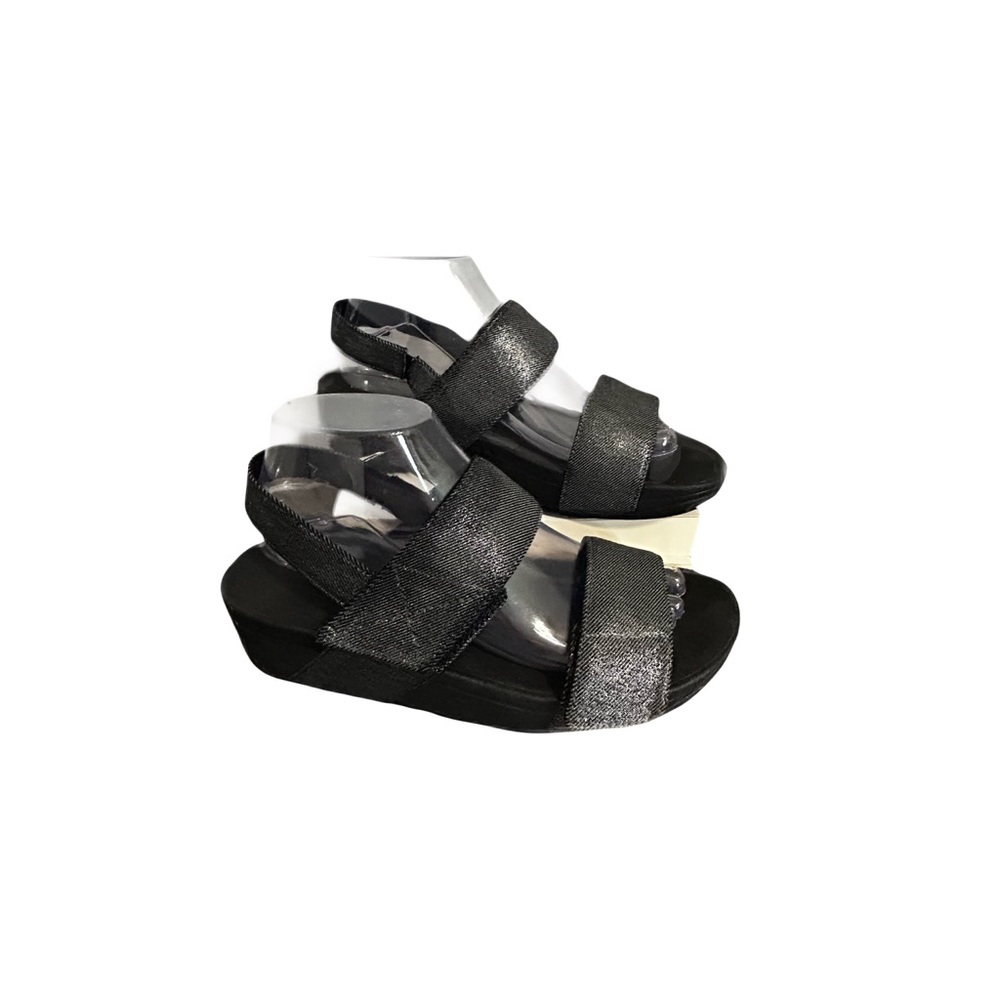 FitFlop Black Metallic Strappy Platform Sandals